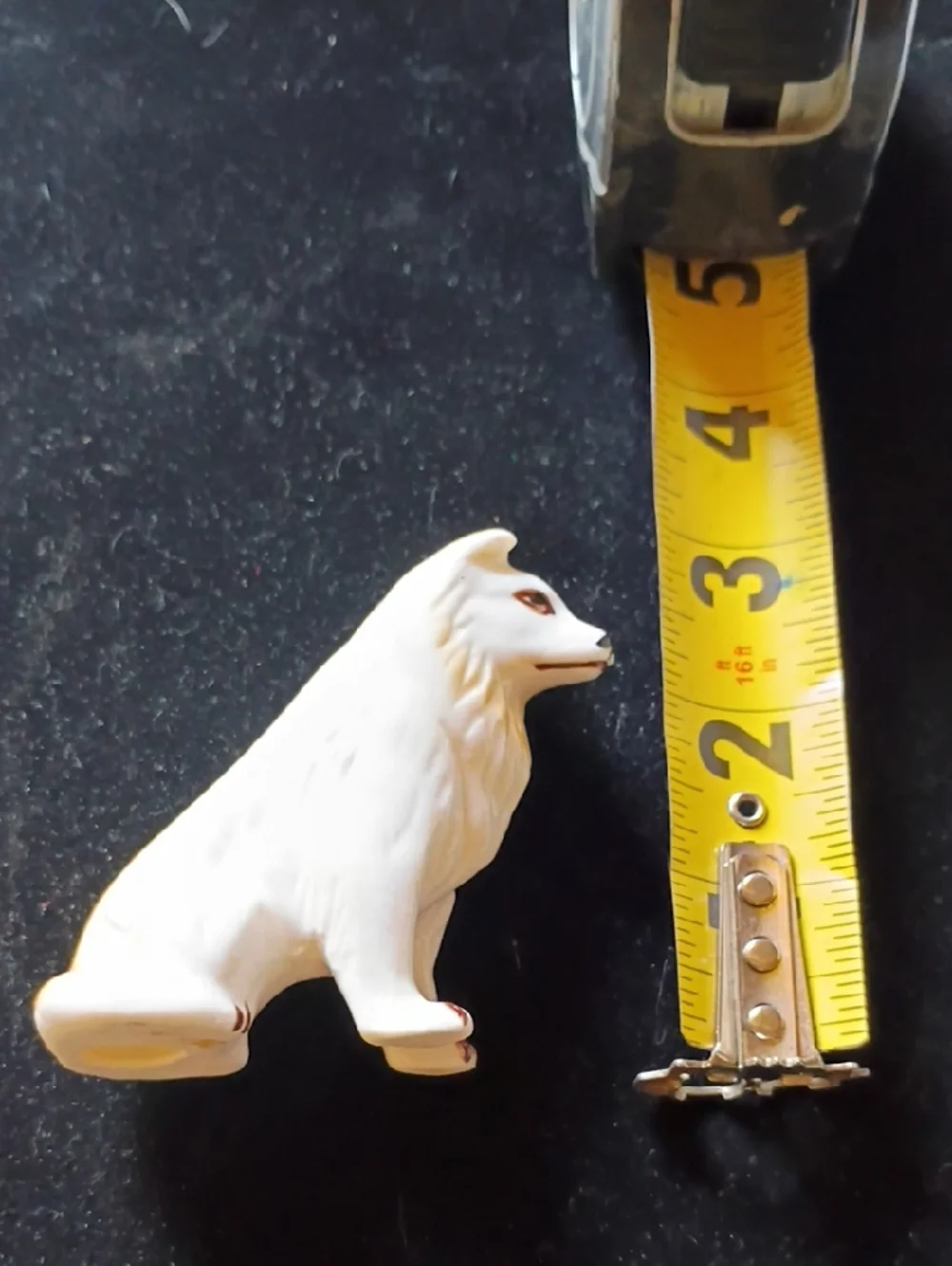 White Ceramic Wolf/Dog  Figurine with Tan Accents